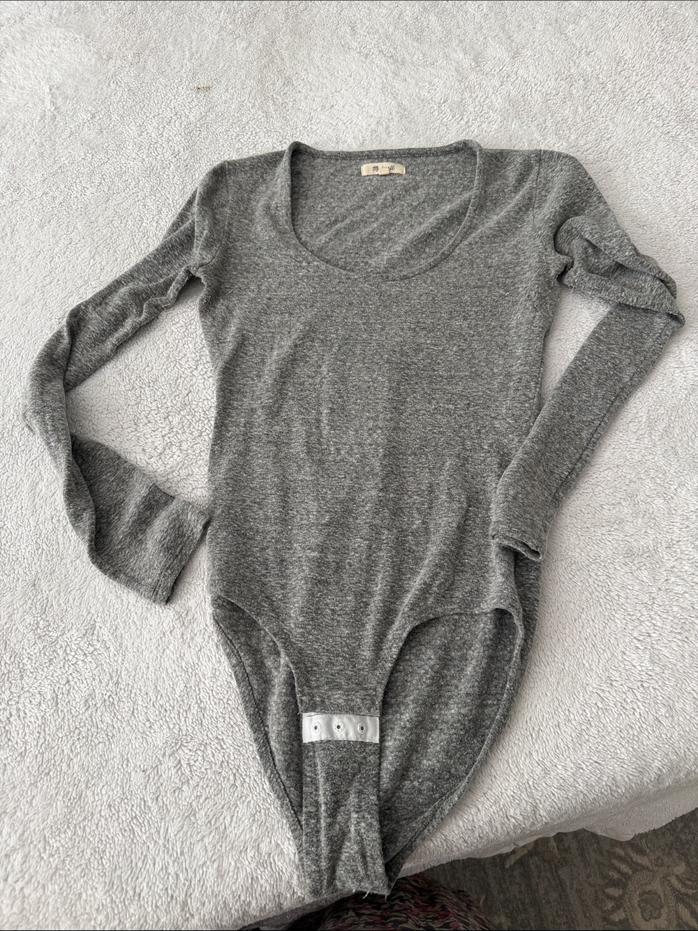 Madewell Heather Gray Long-Sleeve Scoop Neck Bodysuit